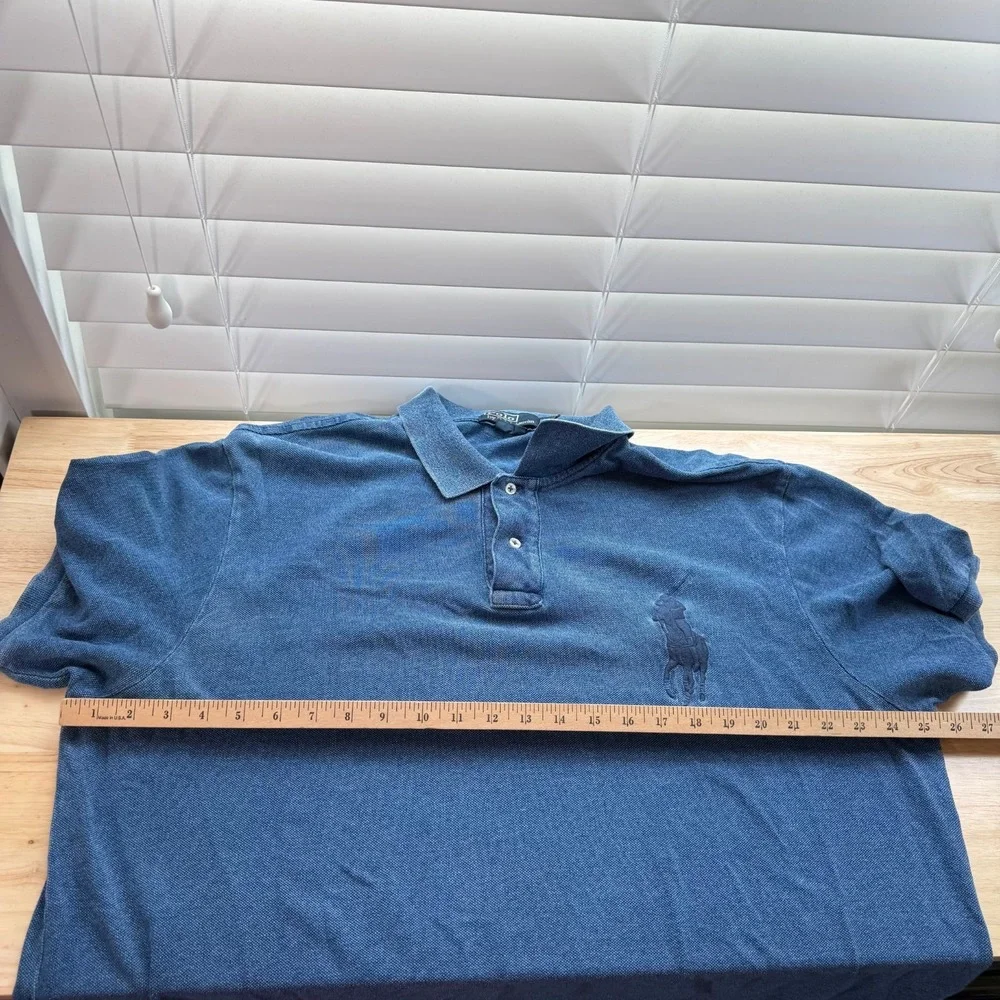 Polo Ralph Lauren Custom Fit Polo Shirt Men's Blue Big Pony Short Sleeve 2XL VTG